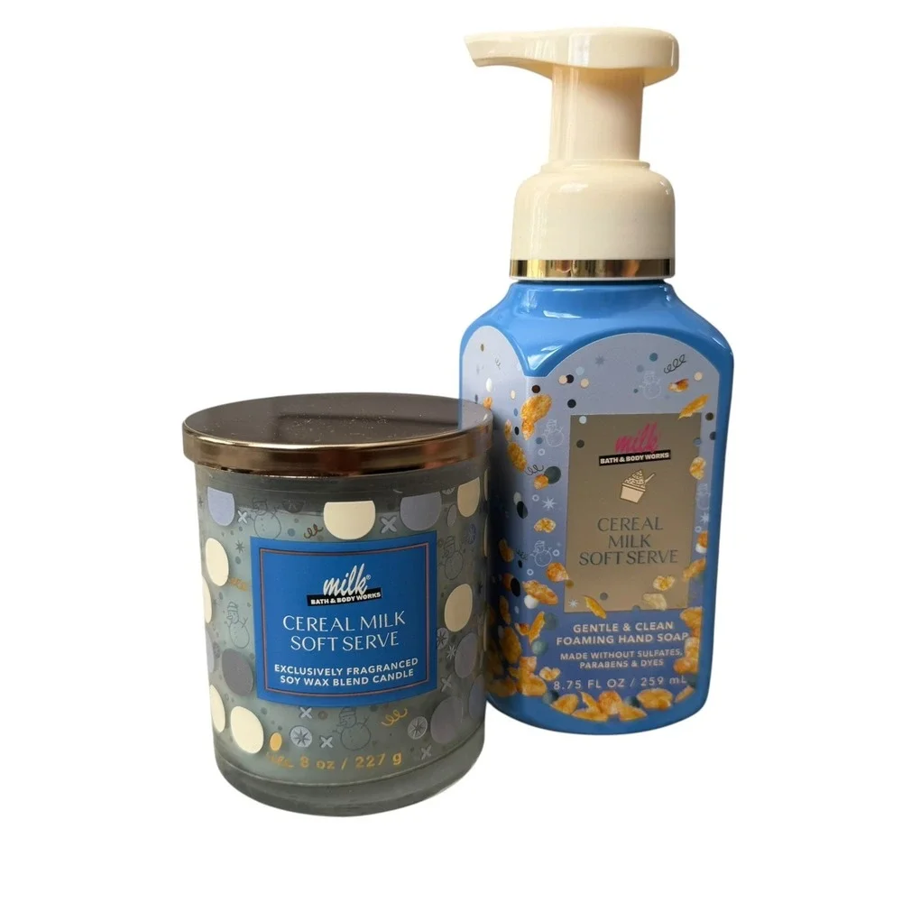 Bath and Body Works Milk Bar CEREAL MILK SOFT SERVE Candle & Foaming Hand Soap
